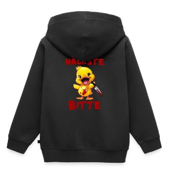 Der Nächste bitte - Ente mit Messer Halloween - Kinder Premium Organic Hoodie - Schwarz - Hinten - AI Model Kid Male (0cm)
