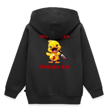 Stellen wieder ein - Ente mit Messer Halloween - Kinder Premium Organic Hoodie - Schwarz - Hinten - AI Model Kid Male (0cm)