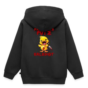 Nettoyage de printemps terminé - Canard au couteau Halloween - Sweat Premium à capuche enfant bio - noir - Dos - AI Model Kid Male (0cm)