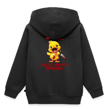 Alors maintenant, c’est reparti - Couteau de canard Halloween - Sweat Premium à capuche enfant bio - noir - Dos - AI Model Kid Male (0cm)