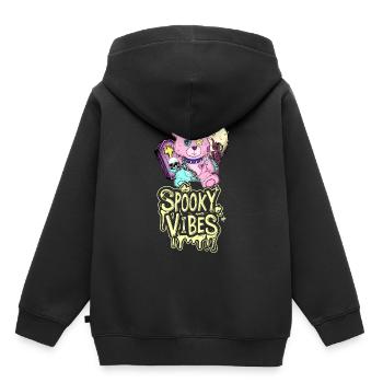 Teddybär mit Sarg und Mond Halloween Design - Kinder Premium Organic Hoodie - Schwarz - Hinten - AI Model Kid Male (0cm)