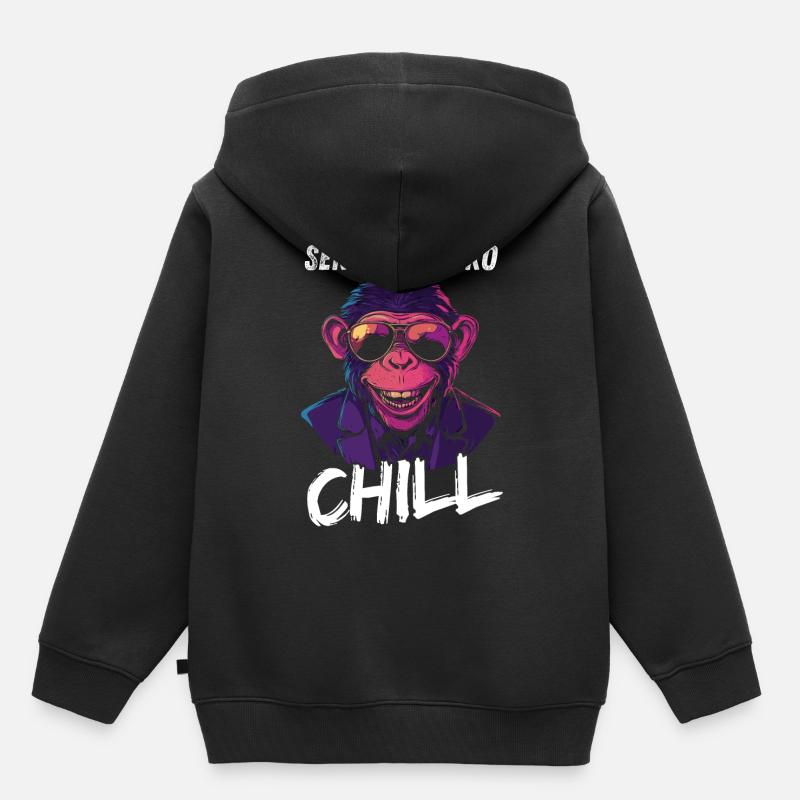 Sérieusement Bro Chill Monkey Smile Meme Design - Sweat Premium à capuche enfant bio - noir