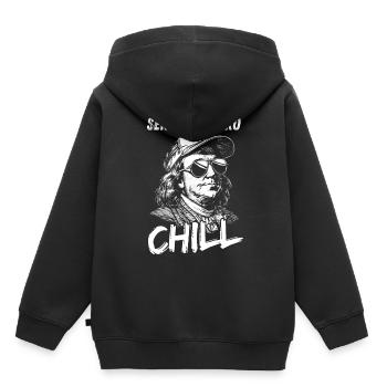 Seriously Bro Chill Benjamin Franklin Meme Figur - Kinder Premium Organic Hoodie - Schwarz - Hinten - AI Model Kid Male (0cm)