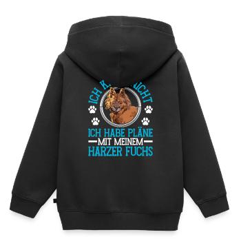 Harz Fox Plans with Old German Herding Dog - Kids Premium Organic Hoodie - black - Back - AI Model Kid Male (0cm)