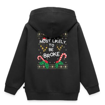 Wahrscheinlich Pleite Weihnachtsfamilien-Outfit - Kinder Premium Organic Hoodie - Schwarz - Hinten - AI Model Kid Male (0cm)