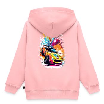 Retro Drift Car - Lebendige Racing Splash Kunst - Kinder Premium Organic Hoodie - Rosa - Hinten - AI Model Kid Female (0cm)