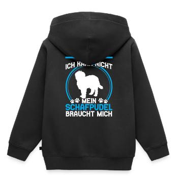 Schafpudel braucht mich Altdeutscher Hütehund - Kinder Premium Organic Hoodie - Schwarz - Hinten - AI Model Kid Male (0cm)
