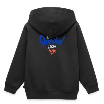 Présidente 2024 : Kamala Harris pour le leadership - Sweat Premium à capuche enfant bio - noir - Dos - AI Model Kid Male (0cm)