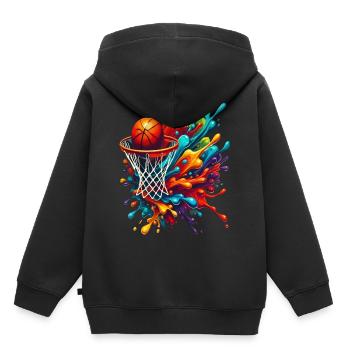 Bunte Basketball Tie Dye Farbe Splash Hoop Net - Kinder Premium Organic Hoodie - Schwarz - Hinten - AI Model Kid Male (0cm)