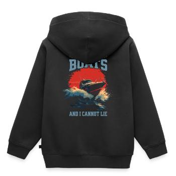 I Like Big Boats And I Cannot Lie – Schnellboot - Kinder Premium Organic Hoodie - Schwarz - Hinten - AI Model Kid Male (0cm)