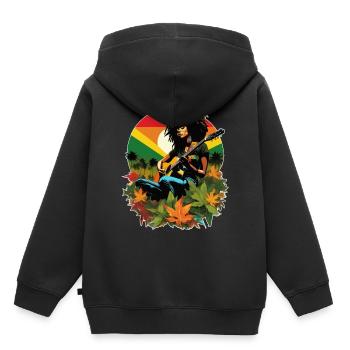 Rastafarian guitarist in reggae style - Kids Premium Organic Hoodie - black - Back - AI Model Kid Male (0cm)
