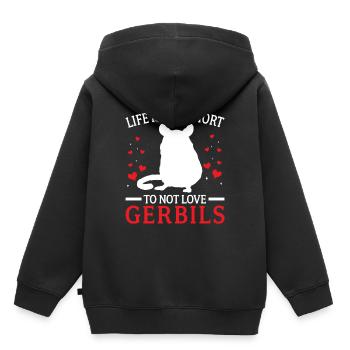 Les gerbilles n’aiment pas les gerbilles rongeurs - Sweat Premium à capuche enfant bio - noir - Dos - AI Model Kid Male (0cm)
