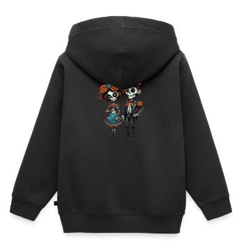 Style victorien squelette couple jour des morts - Sweat Premium à capuche enfant bio - noir - Dos - AI Model Kid Male (0cm)