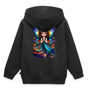 Charmante Fée Papillon - Sweat Premium à capuche enfant bio - noir - Dos - AI Model Kid Male (0cm)