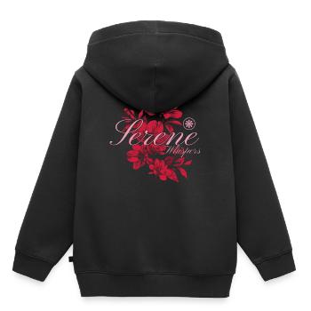 Murmures sereins Conception d’art floral - Sweat Premium à capuche enfant bio - noir - Dos - AI Model Kid Male (0cm)