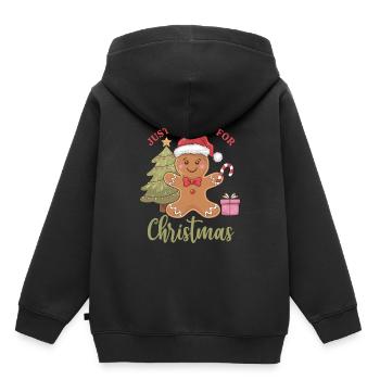 En attendant Noël - Gingerbread Joy - Sweat Premium à capuche enfant bio - noir - Dos - AI Model Kid Male (0cm)