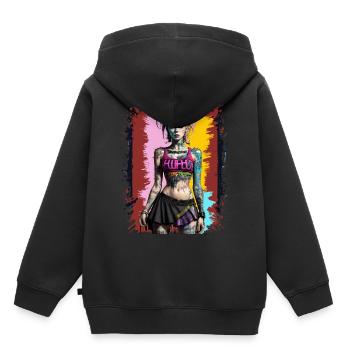 Pretty Punk Girl - Kinder Premium Organic Hoodie - Schwarz - Hinten - AI Model Kid Male (0cm)