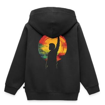 Autonomisation Patrimoine Mois de l’histoire des Noirs Art - Sweat Premium à capuche enfant bio - noir - Dos - AI Model Kid Male (0cm)