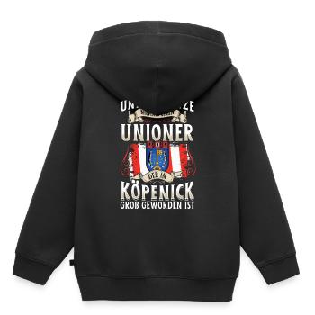 Unterschätze niemals einen Unioner aus Köpenick - Kinder Premium Organic Hoodie - Schwarz - Hinten - AI Model Kid Male (0cm)