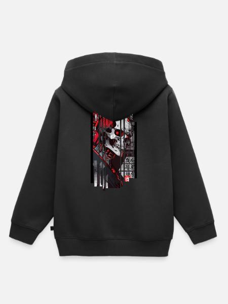 Cyborg Schädel Kanji - Kinder Premium Organic Hoodie - Schwarz