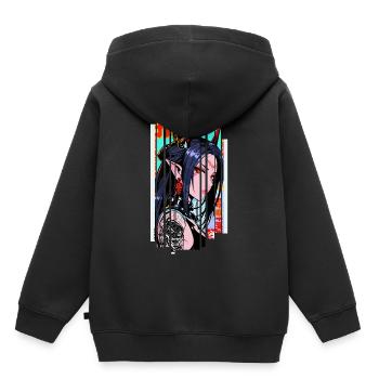 Cyborg Oni kanji - Sweat Premium à capuche enfant bio - noir - Dos - AI Model Kid Male (0cm)