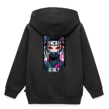 Cyborg Ninja Kanji - Kinder Premium Organic Hoodie - Schwarz - Hinten - AI Model Kid Male (0cm)