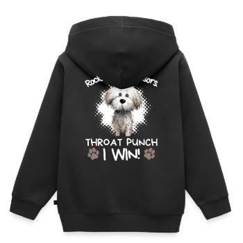 Rock Paper Scissors Throat Punch Bichon Frise Dog - Kids Premium Organic Hoodie - black - Back - AI Model Kid Male (0cm)