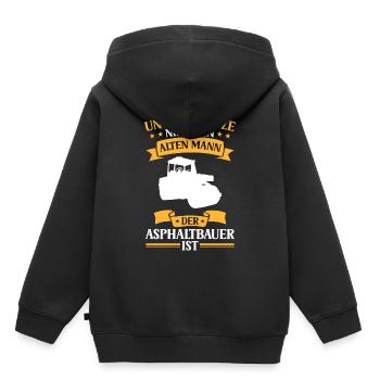 Vieil homme qui est constructeur d’asphalte est la construction de routes - Sweat Premium à capuche enfant bio - noir - Dos - AI Model Kid Male (0cm)