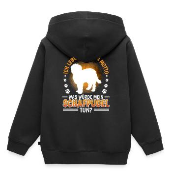 Was würde Schafpudel tun Altdeutscher Hütehund - Kinder Premium Organic Hoodie - Schwarz - Hinten - AI Model Kid Male (0cm)