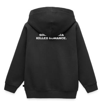 LES MÉDIAS SOCIAUX ONT TUÉ LA ROMANCE - Sweat Premium à capuche enfant bio - noir - Dos - AI Model Kid Male (0cm)