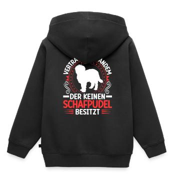 Schafpudel Ich besitze einen Hütepudel - Kinder Premium Organic Hoodie - Schwarz - Hinten - AI Model Kid Male (0cm)