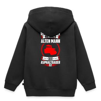 Vieil homme qui est constructeur d’asphalte est la construction de routes - Sweat Premium à capuche enfant bio - noir - Dos - AI Model Kid Male (0cm)