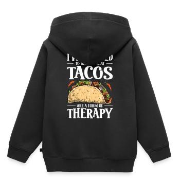 Ich Wurde Gelehrt, Dass Tacos Eine Therapieform - Kinder Premium Organic Hoodie - Schwarz - Hinten - AI Model Kid Male (0cm)