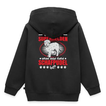Schafpudel ist mein Held Altdeutscher Hütehund - Kinder Premium Organic Hoodie - Schwarz - Hinten - AI Model Kid Male (0cm)