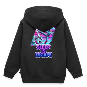Le sommeil, c’est l’évasion – Le sommeil est la seule issue de secours - Sweat Premium à capuche enfant bio - noir - Dos - AI Model Kid Male (0cm)