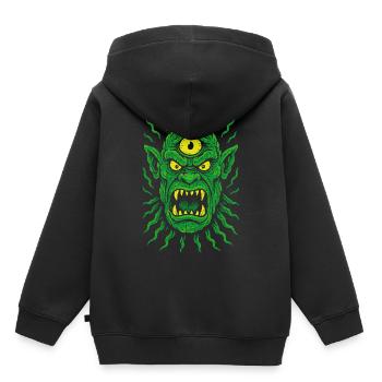 Cyclope Orc Néon à trois yeux avec des yeux de monstre - Sweat Premium à capuche enfant bio - noir - Dos - AI Model Kid Male (0cm)