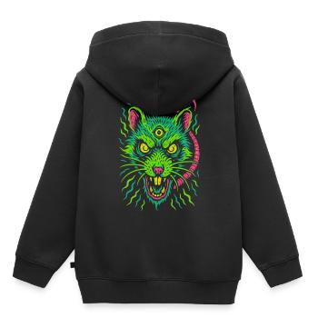 Dreiaugige Neon-Ratte mit Wahnsinnsblick - Kinder Premium Organic Hoodie - Schwarz - Hinten - AI Model Kid Male (0cm)