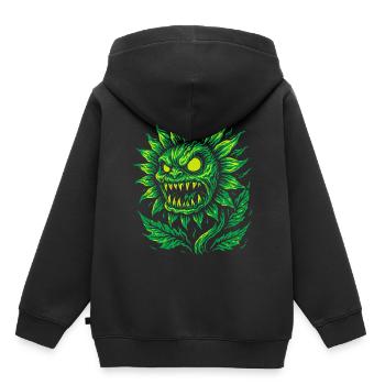 Dämonische Sonnenblume im Neonstil - Kinder Premium Organic Hoodie - Schwarz - Hinten - AI Model Kid Male (0cm)