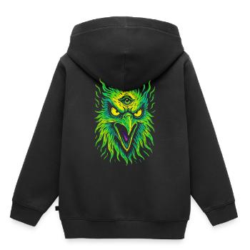 Psycho-Vogel mit drittem Auge Neon Adler - Kinder Premium Organic Hoodie - Schwarz - Hinten - AI Model Kid Male (0cm)