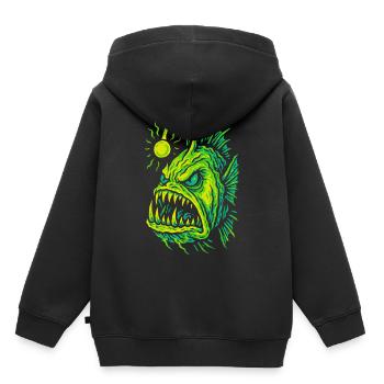 Style Fureur de poisson-grenouille des profondeurs lumineux - Sweat Premium à capuche enfant bio - noir - Dos - AI Model Kid Male (0cm)