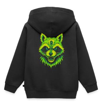 Mystischer Waschbär mit drittem Auge - Kinder Premium Organic Hoodie - Schwarz - Hinten - AI Model Kid Male (0cm)