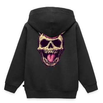 Crâne de zombie dégoûtant avec œil et langue - Sweat Premium à capuche enfant bio - noir - Dos - AI Model Kid Male (0cm)