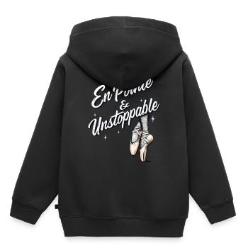 En Pointé and Unstoppable Ballett - Kinder Premium Organic Hoodie - Schwarz - Hinten - AI Model Kid Male (0cm)