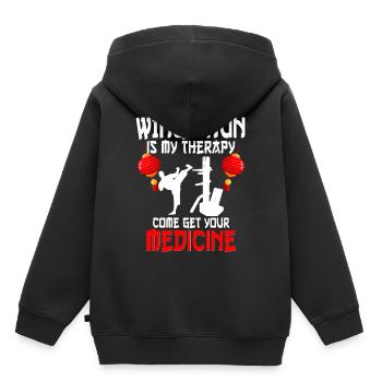 Wing Chun - Kinder Premium Organic Hoodie - Schwarz - Hinten - AI Model Kid Male (0cm)