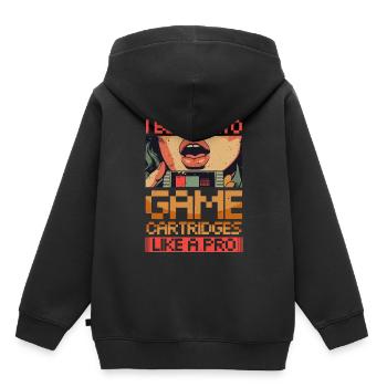 Années 70 Années 80 Années 90 J’ai soufflé dans les cartouches de jeu - Sweat Premium à capuche enfant bio - noir - Dos - AI Model Kid Male (0cm)