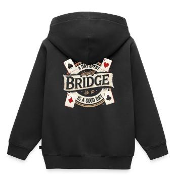 Joueur de bridge Une journée passée à jouer au bridge - Sweat Premium à capuche enfant bio - noir - Dos - AI Model Kid Male (0cm)