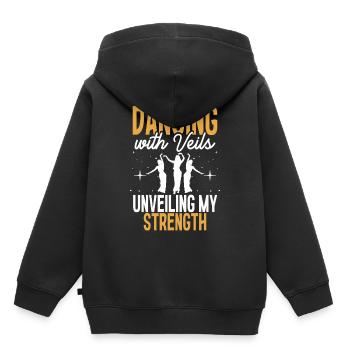 Danse orientale Danseuse orientale Danse avec des voiles - Sweat Premium à capuche enfant bio - noir - Dos - AI Model Kid Male (0cm)
