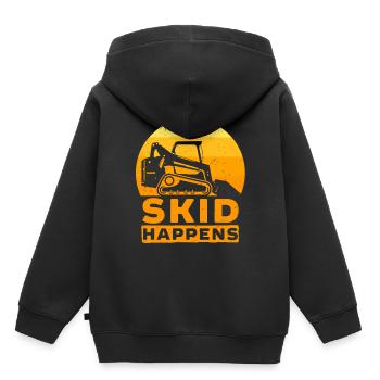Kompaktlader Skid Steer Operator Skid Happens - Sweat Premium à capuche enfant bio - noir - Dos - AI Model Kid Male (0cm)