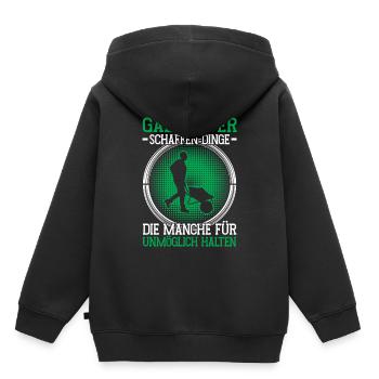 Paysagiste Constructeur Impossible Paysagiste Jardinier - Sweat Premium à capuche enfant bio - noir - Dos - AI Model Kid Male (0cm)