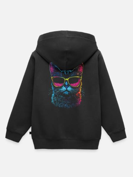 Katzen mit Sonnenbrille - Kinder Premium Organic Hoodie - Schwarz